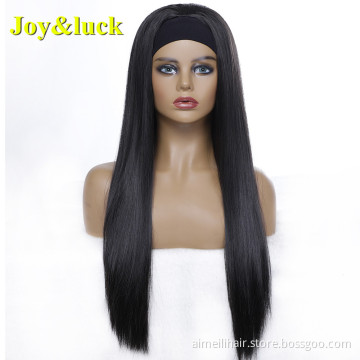 Wholesale Price Wigs Black Hairband African Ladies Hair Long Natural Straight Headband Wigs for Black Women Synthetic Hair Wigs
